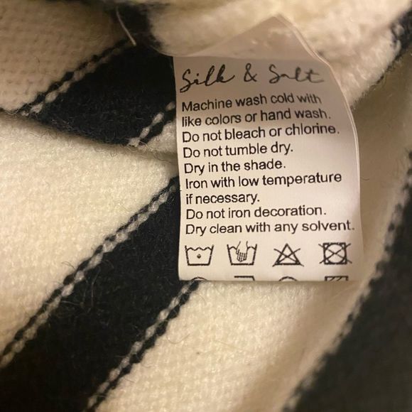 Striped Black and White Turtleneck Sweater - Picture 5 of 6